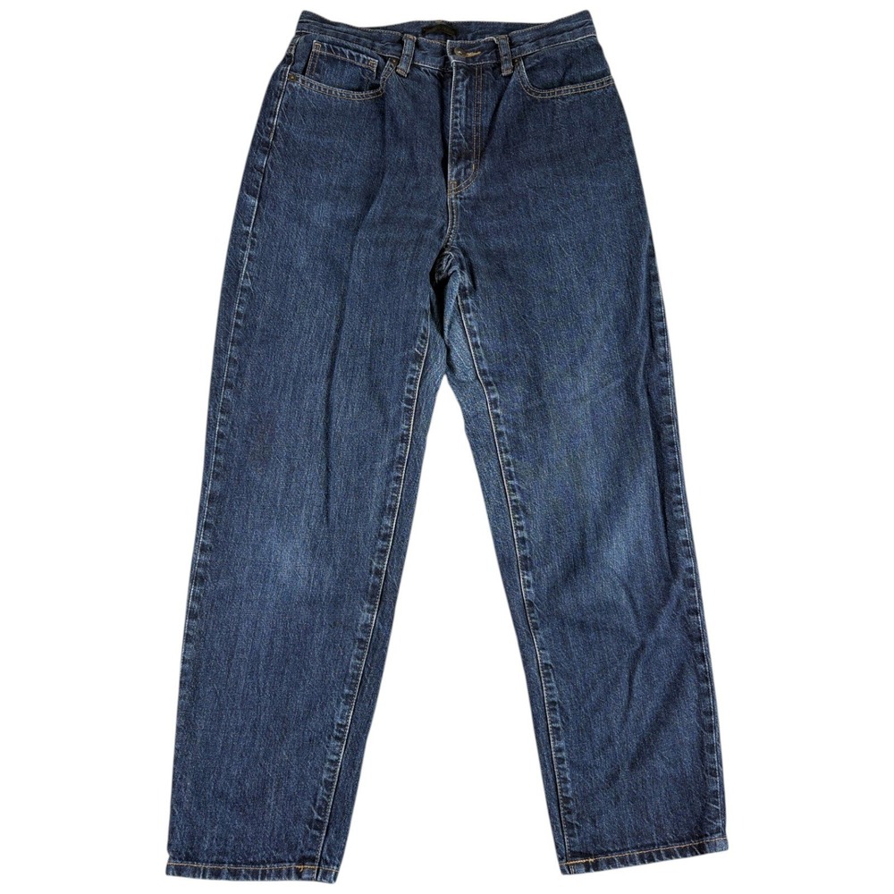 Uniqlo Jeans Womens 27 Peg Top High Rise Dark Washed Straight Workwear Heritage